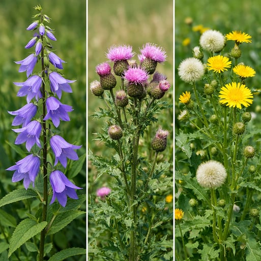 Creeping Bellflower and Canada Thistle and Perennial Sow-thistle