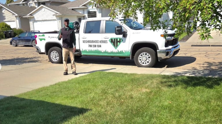 Weekly Electric Lawnmowing and spring lawn care in edmonton