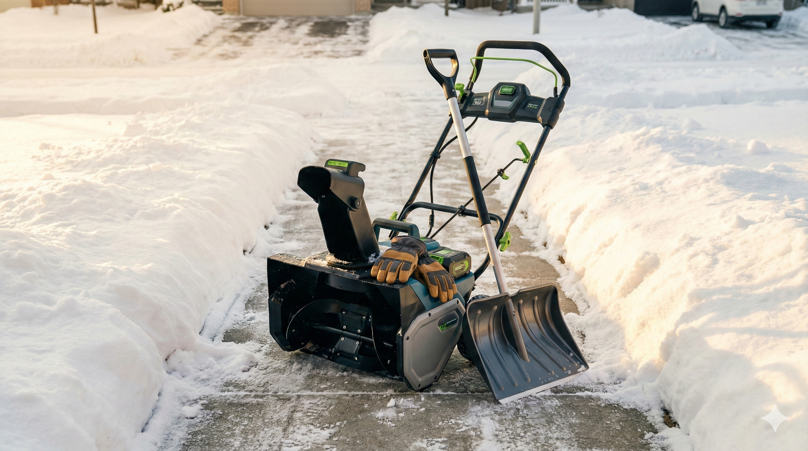 snow blower and shovel